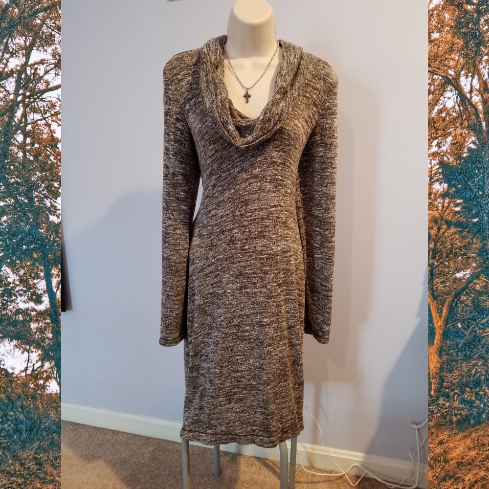 Max Studio Long Sleeve Cowl Neck Sweater Dress - L